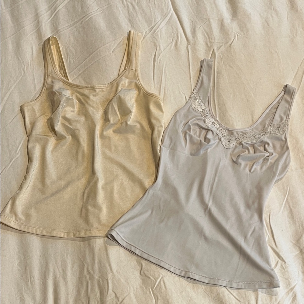 Set of Two women’s intimates: 1 Cream and 1 White lingerie tanks